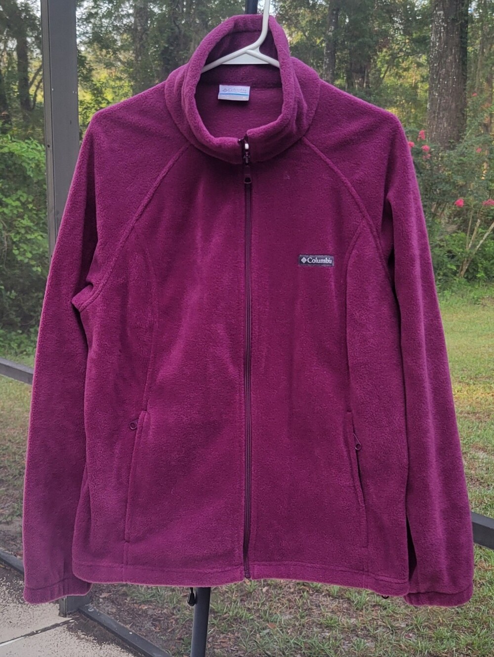 Columbia Women's XL Full Zip Fleece Jacket Plum Purple Zip Pockets Outdoor